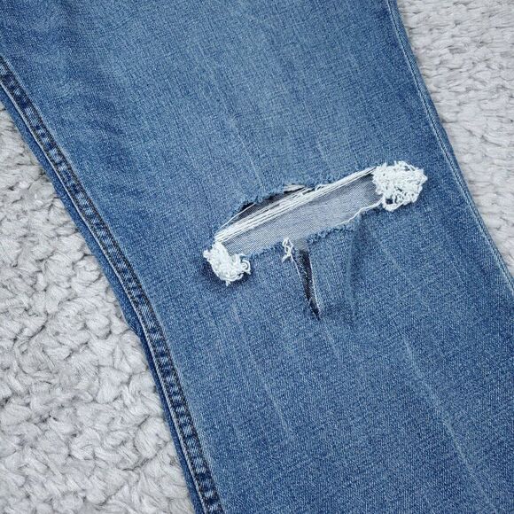 Abercrombie 90s Slim Straight Ultra High Rise Jeans Blue Ripped Y2K Size 24 37 - Picture 4 of 12